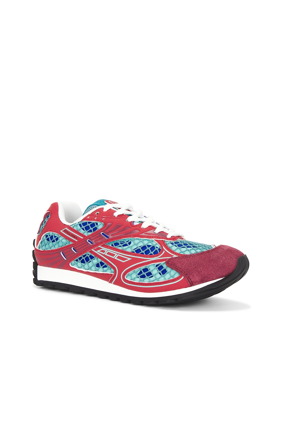 Bottega Veneta Orbit Lace-up Sneakers In Turquoise & Cherry