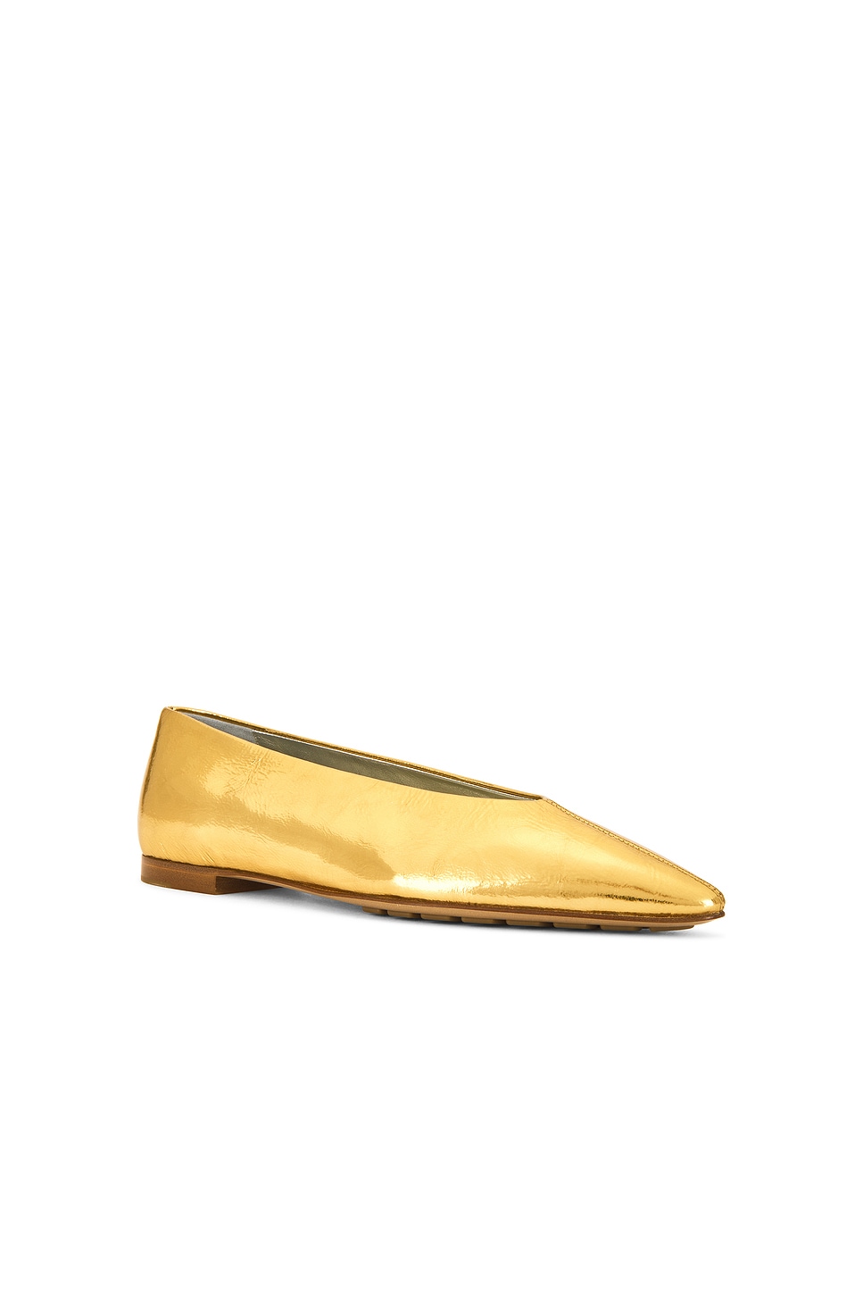 Bottega Veneta Reflective Goatskin Sofia Ballet Flats In Gold