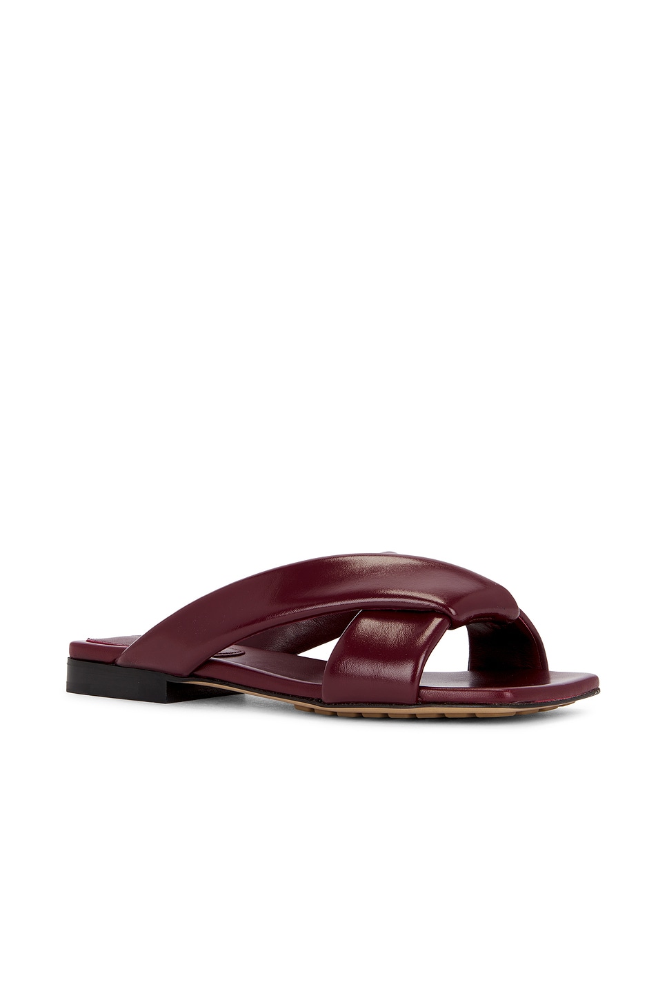Bottega Veneta Burgundy Shiny Calf Leather Riva Flat Mules In Barolo