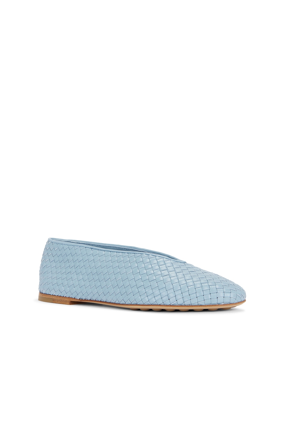 Bottega Veneta Micro Woven Nappa Leather Ballerina Flats In Blue