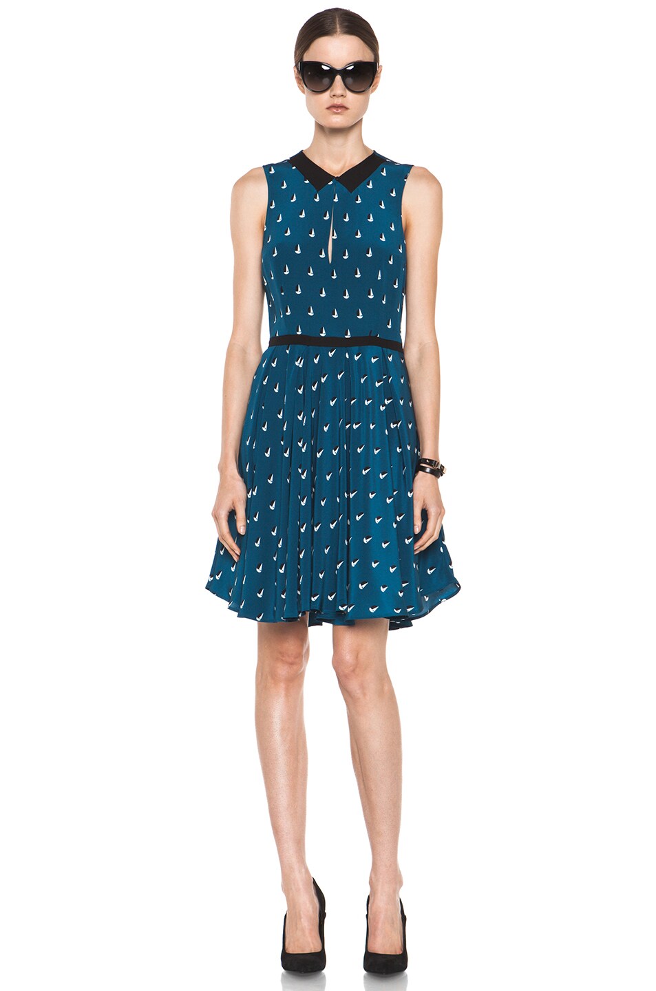 Boy. by Band of Outsiders Sailboat Collar Silk Dress in Moroccan Blue ...