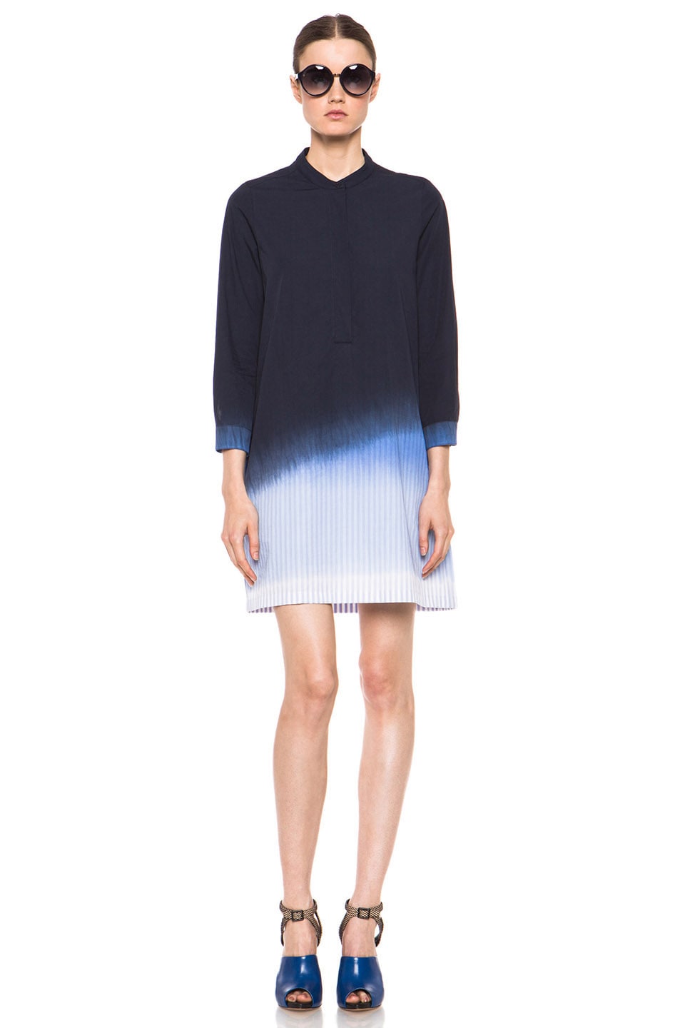 Image 1 of Boy. by Band of Outsiders Shibori Cotton Degrade Shirt Dress in Blue Stripe