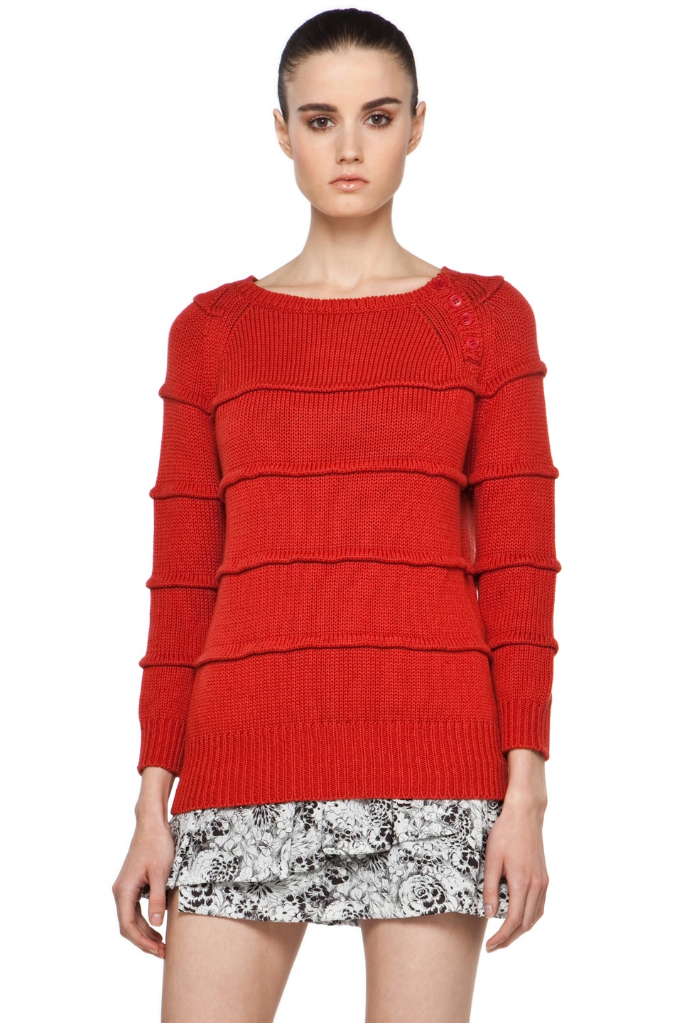 Image 1 of Boy. by Band of Outsiders Ribbed Striped Sweater in Red