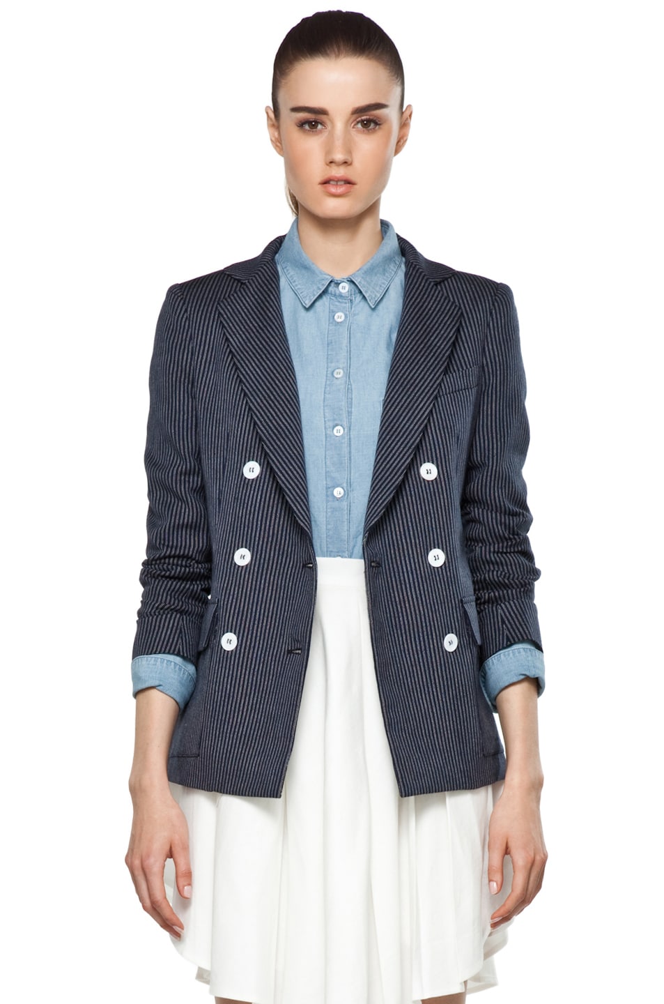 Image 1 of Boy. by Band of Outsiders Oversize Double Breasted Blazer in Blue