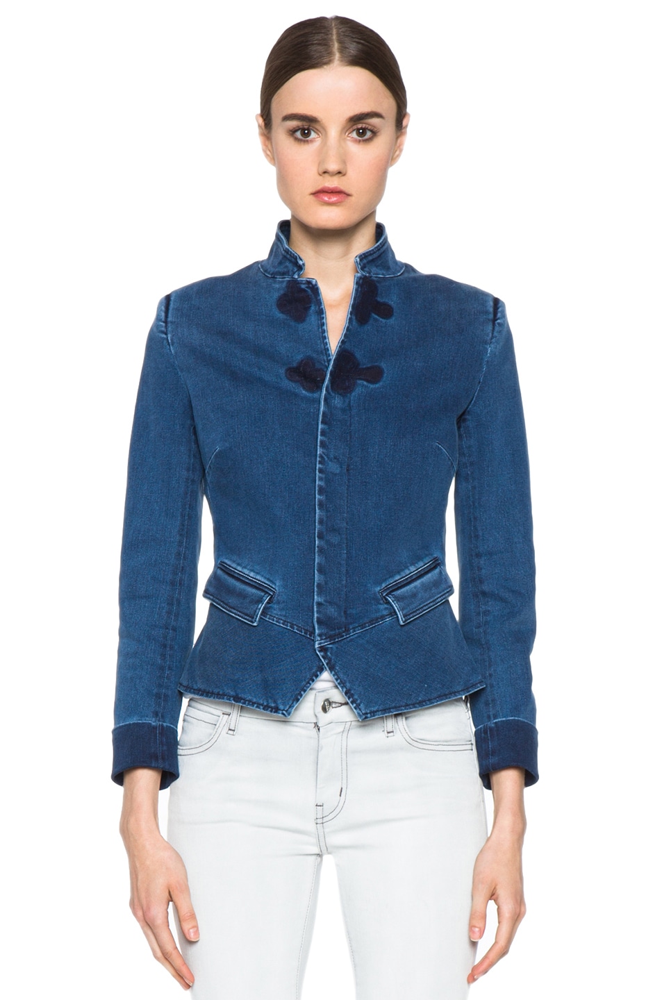 Boy. by Band of Outsiders Stand Collar Peplum Denim Jacket in Washed ...