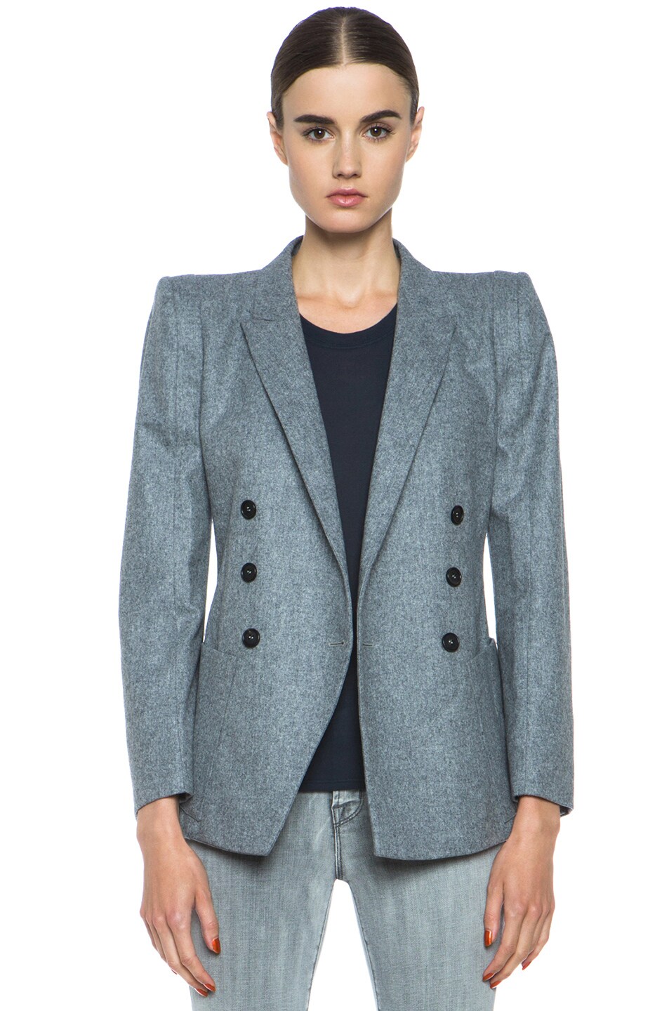 Image 1 of Boy. by Band of Outsiders Flannel Peak Lapel Jacket in Grey