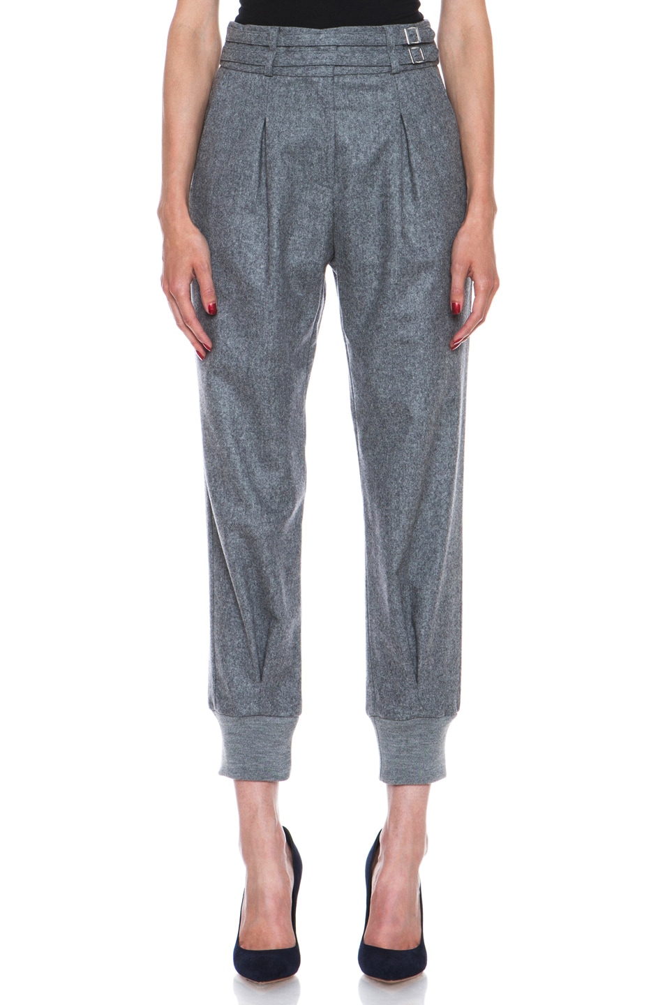 Image 1 of Boy. by Band of Outsiders Flannel High Waisted Pants in Grey