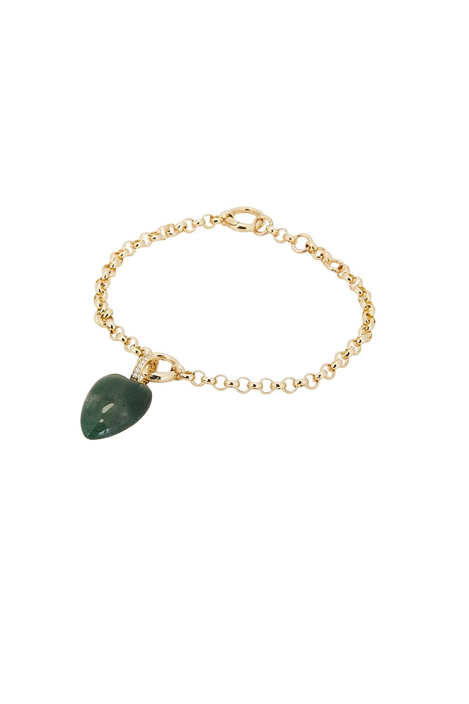 Hearstone Diamond Pendant Heavy Collector Bracelet in Metallic Gold