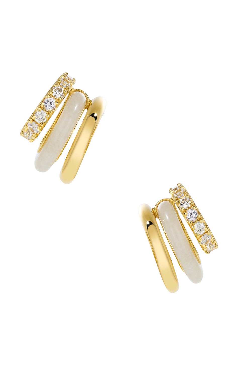 Image 1 of BY PARIAH Classic Gem Earring Stack in White Jasper & Gold
