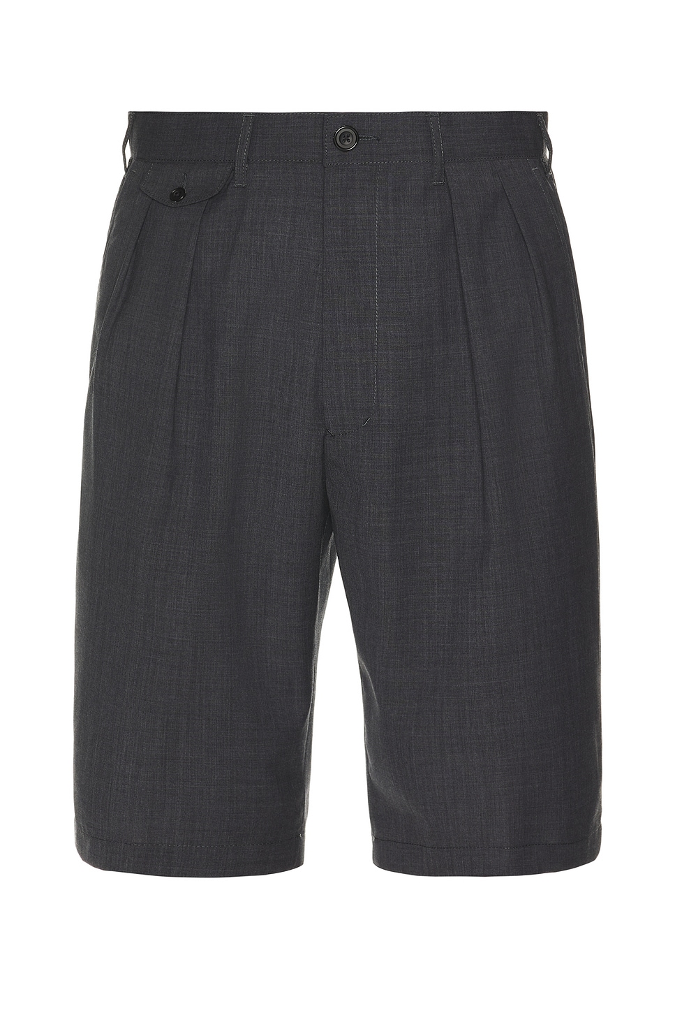 Image 1 of Beams Plus 2 Pleats Shorts Wool Tropical in Charcoal Grey