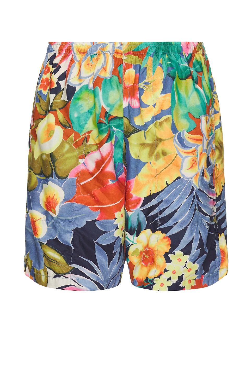 Image 1 of Beams Plus Gym Shorts Tropical Pattern Print in Navy
