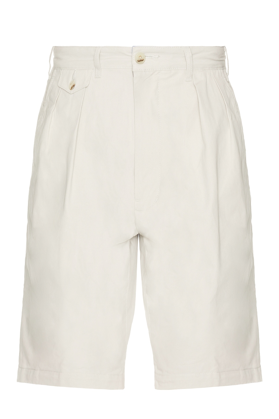 2 Pleats Shorts Twill Bio Washed in Cream