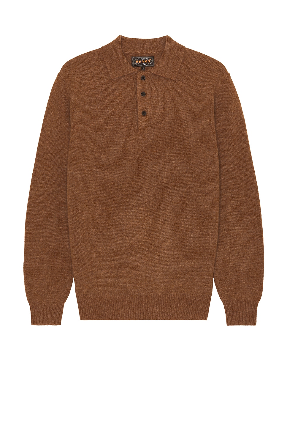 Image 1 of Beams Plus Knit Polo 9g Sweater in Brown