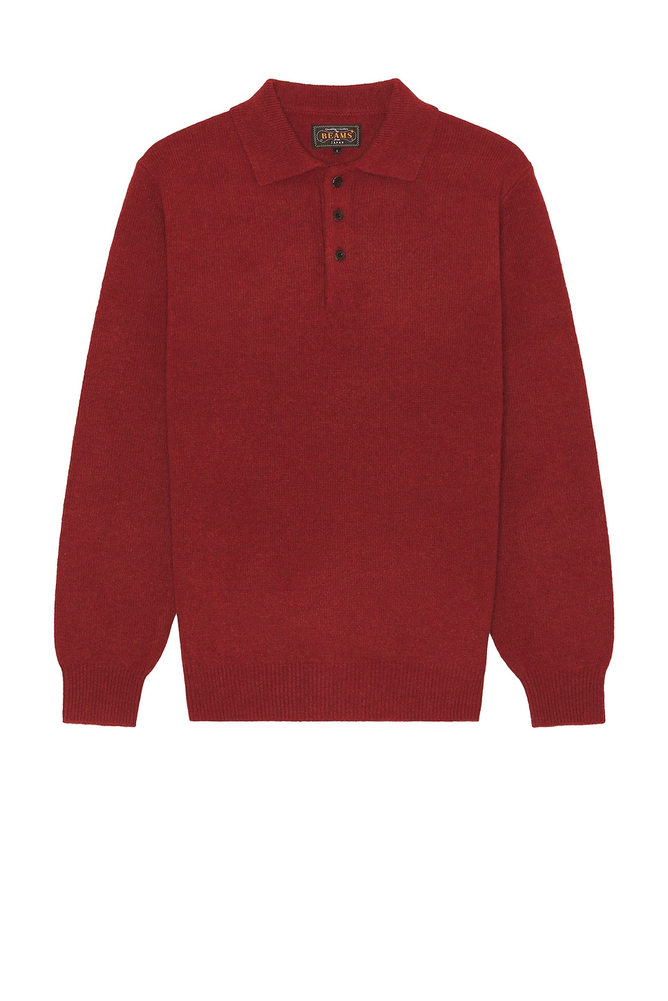 Knit Polo 9g Sweater in Burgundy