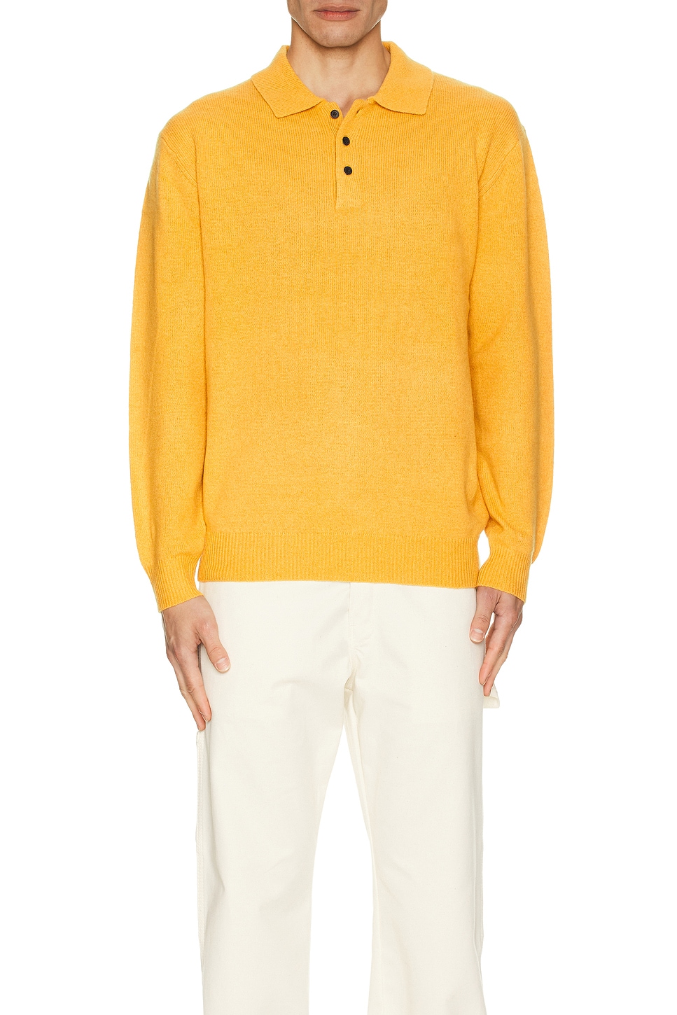 Image 1 of Beams Plus Knit Polo 9g Sweater in Gold