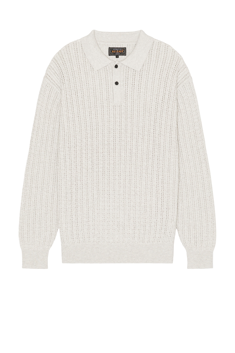 Image 1 of Beams Plus Knit Polo Cable in Ash