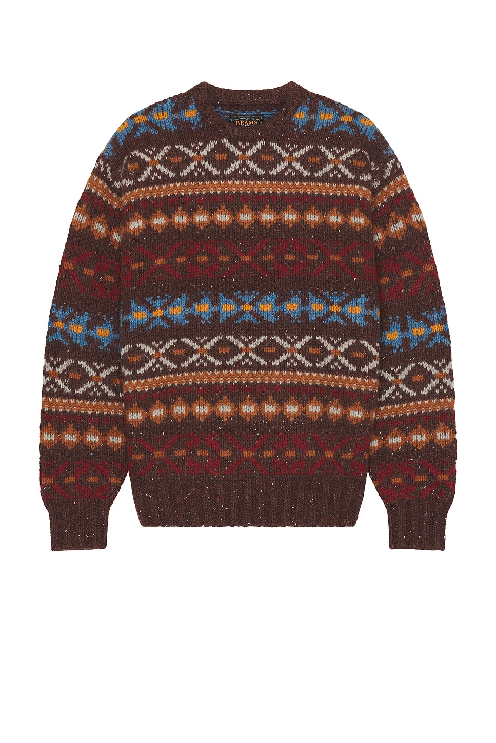 Crew Fair Isle Pattern 3g Sweater in Brown