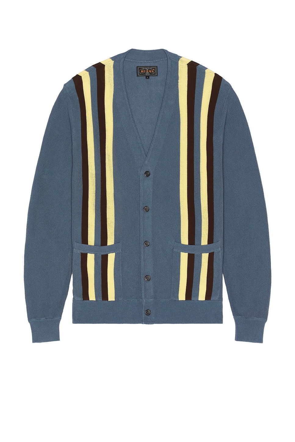 Image 1 of Beams Plus Cardigan Stripe in Blue