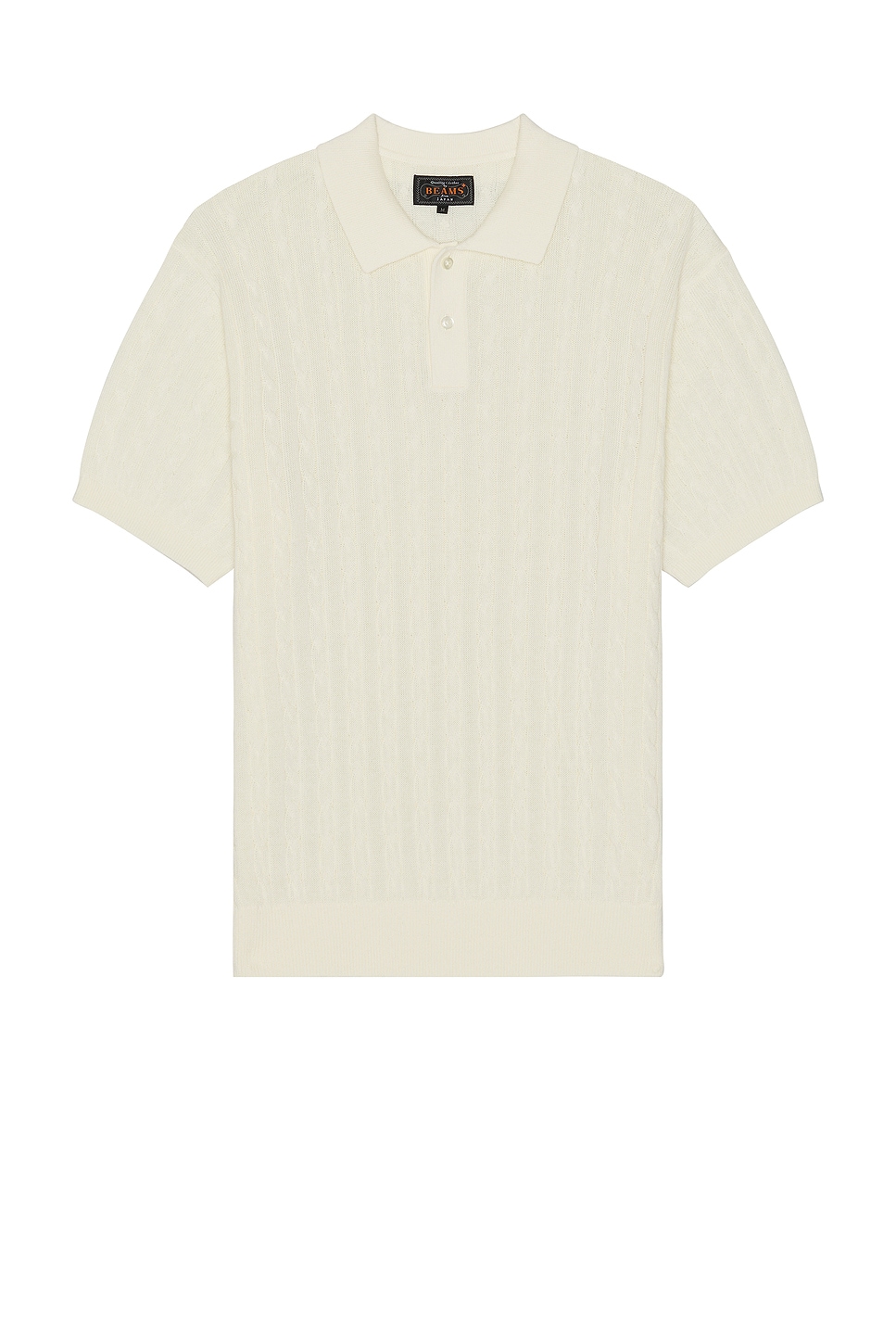Image 1 of Beams Plus Knit Polo Cable in White