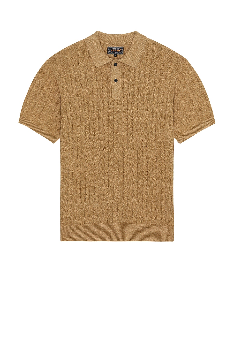 Image 1 of Beams Plus Knit Polo Cable in Khaki