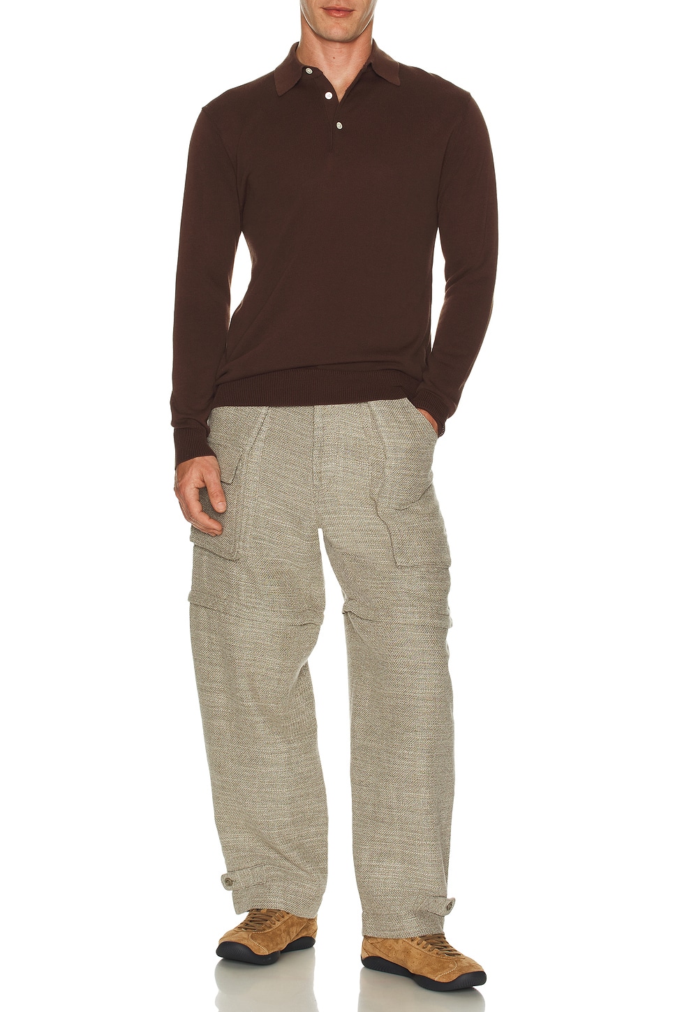 Image 1 of Beams Plus Knit Polo 12G in Brown