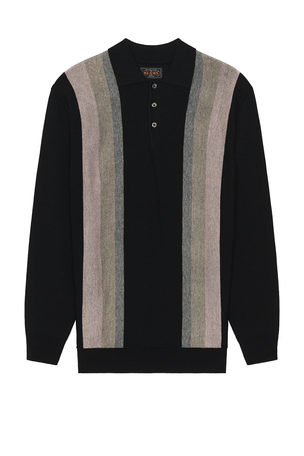 Image 1 of Beams Plus Knit Polo Stripe Argyle in Black