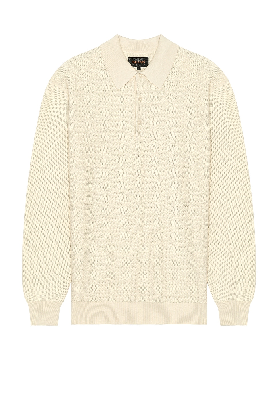 Knit Polo Diamond Pattern in Cream