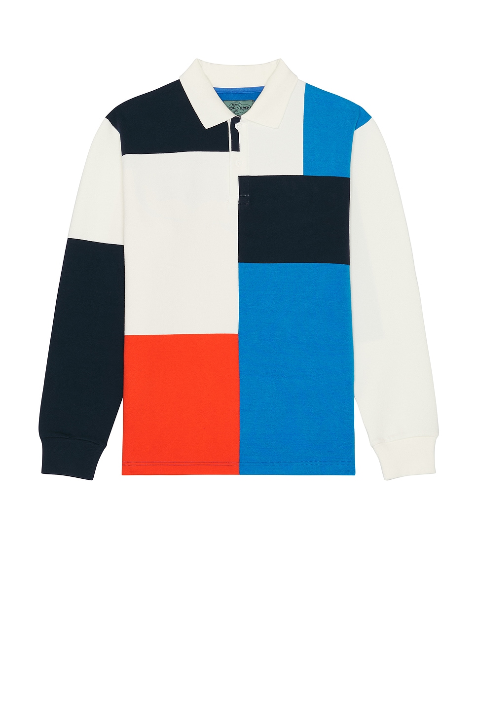 Knit Ragger Color Block On Embroidery in Blue,Yellow