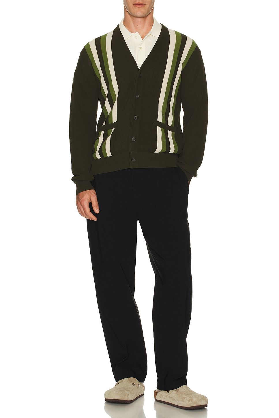 Image 1 of Beams Plus Cardigan Stripe in Green
