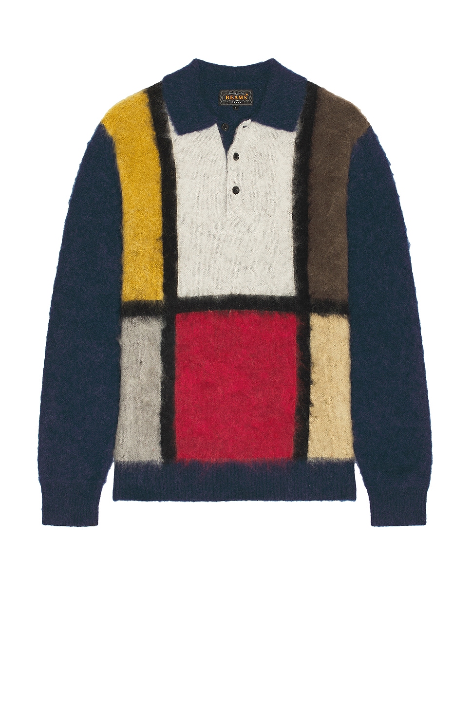 Image 1 of Beams Plus Knit Polo Shaggy 9G in Blue