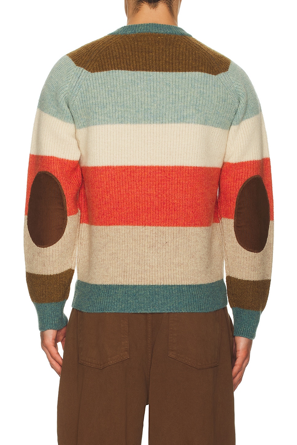 Beams Crew Multi Stripe 5g Sweater In Multi