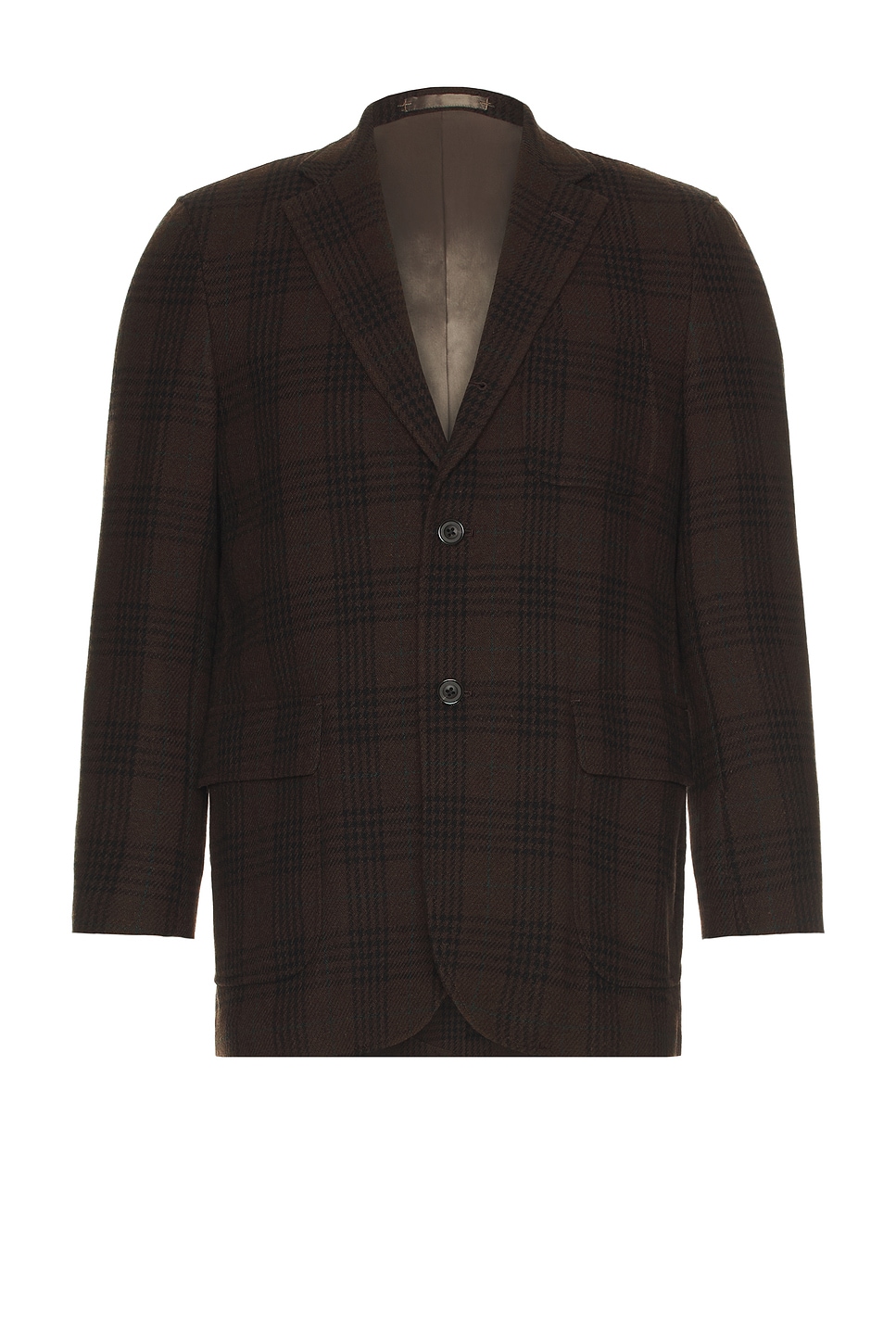 3B Box-Fit Jacket Wool Plaid in Brown