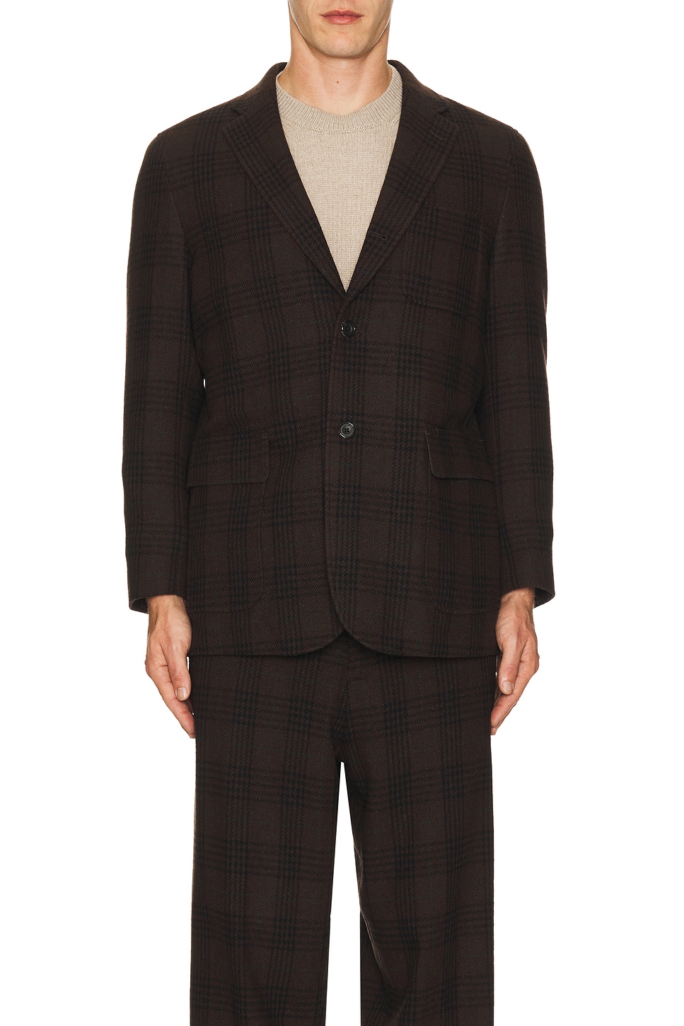 Image 1 of Beams Plus 3B Box-Fit Jacket Wool Plaid in Brown