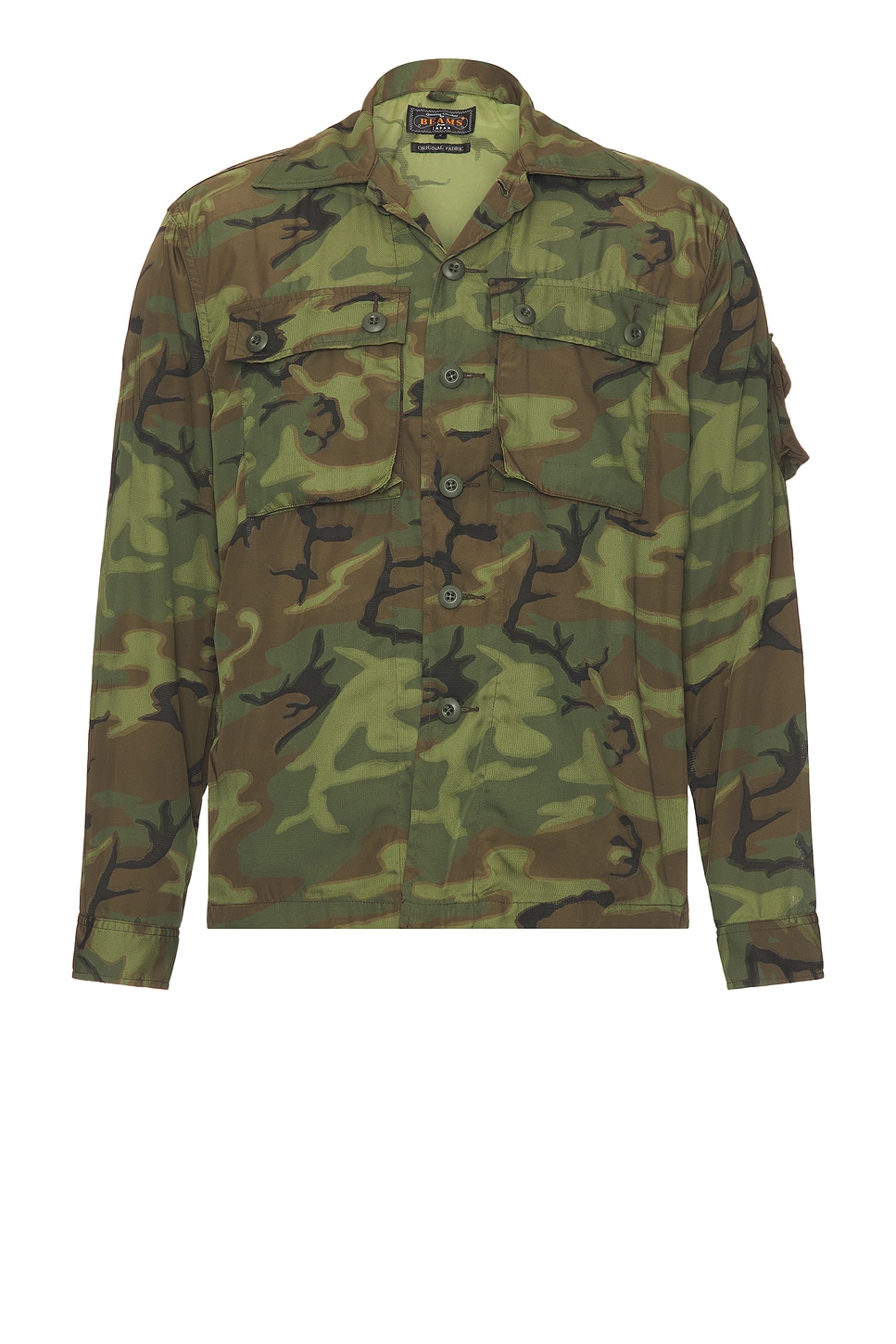 Mesh Camo Jacquard Mapping Print Shirt in Camo in Green