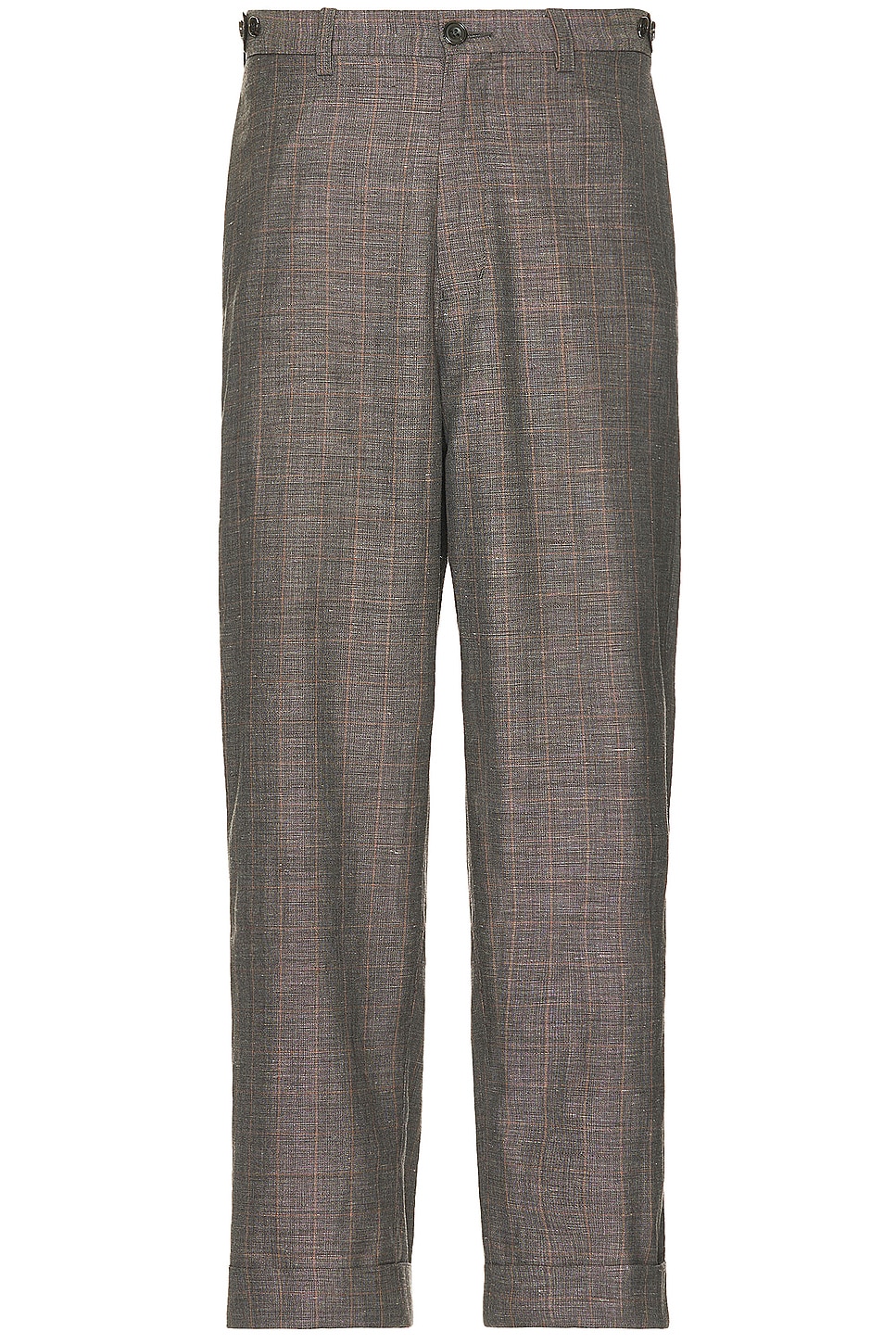 Image 1 of Beams Plus Ivy Trousers Wide Linen Plaid in Brown