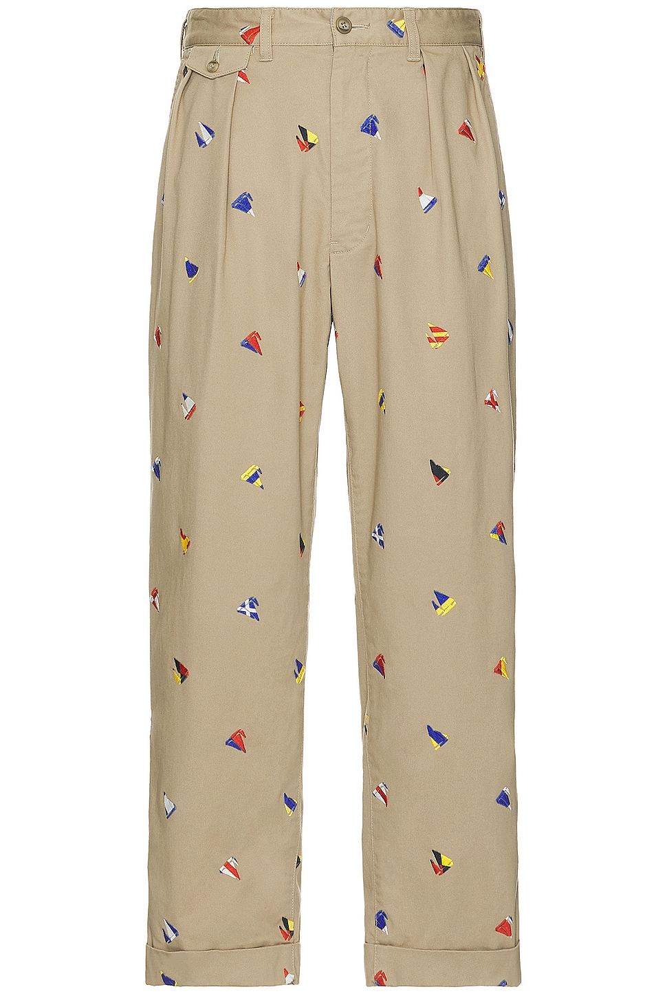 Image 1 of Beams Plus 2 Pleats Trousers Embroidery On Print in Khaki