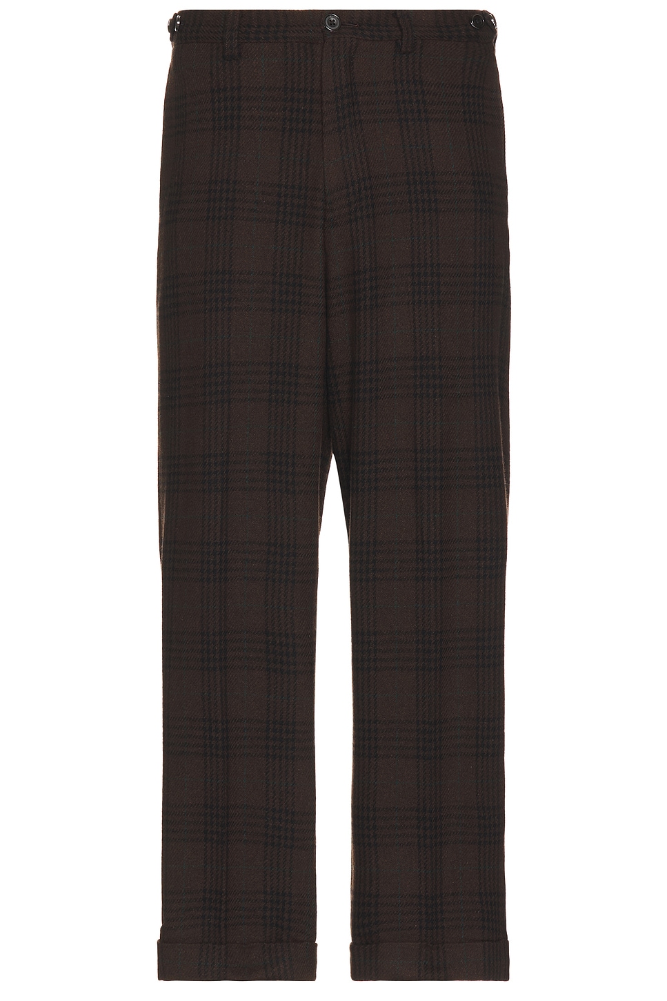 Ivy Trousers Wide Recycle Wool Plaid in Brown