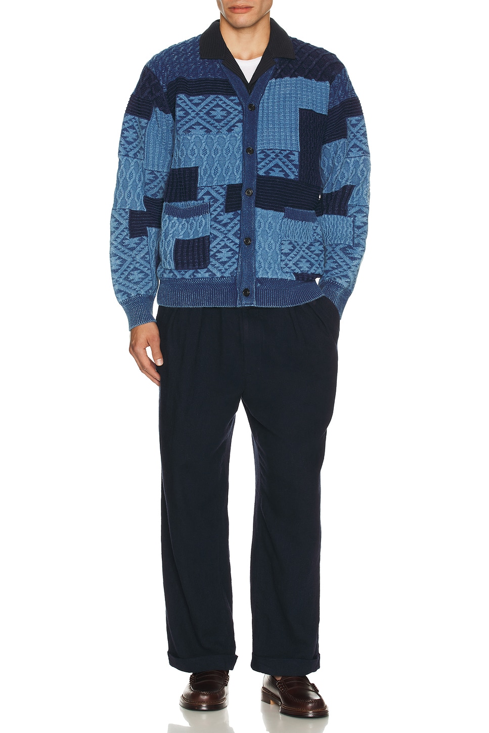 Image 1 of Beams Plus 2 Pleats Relax Trousers in Navy