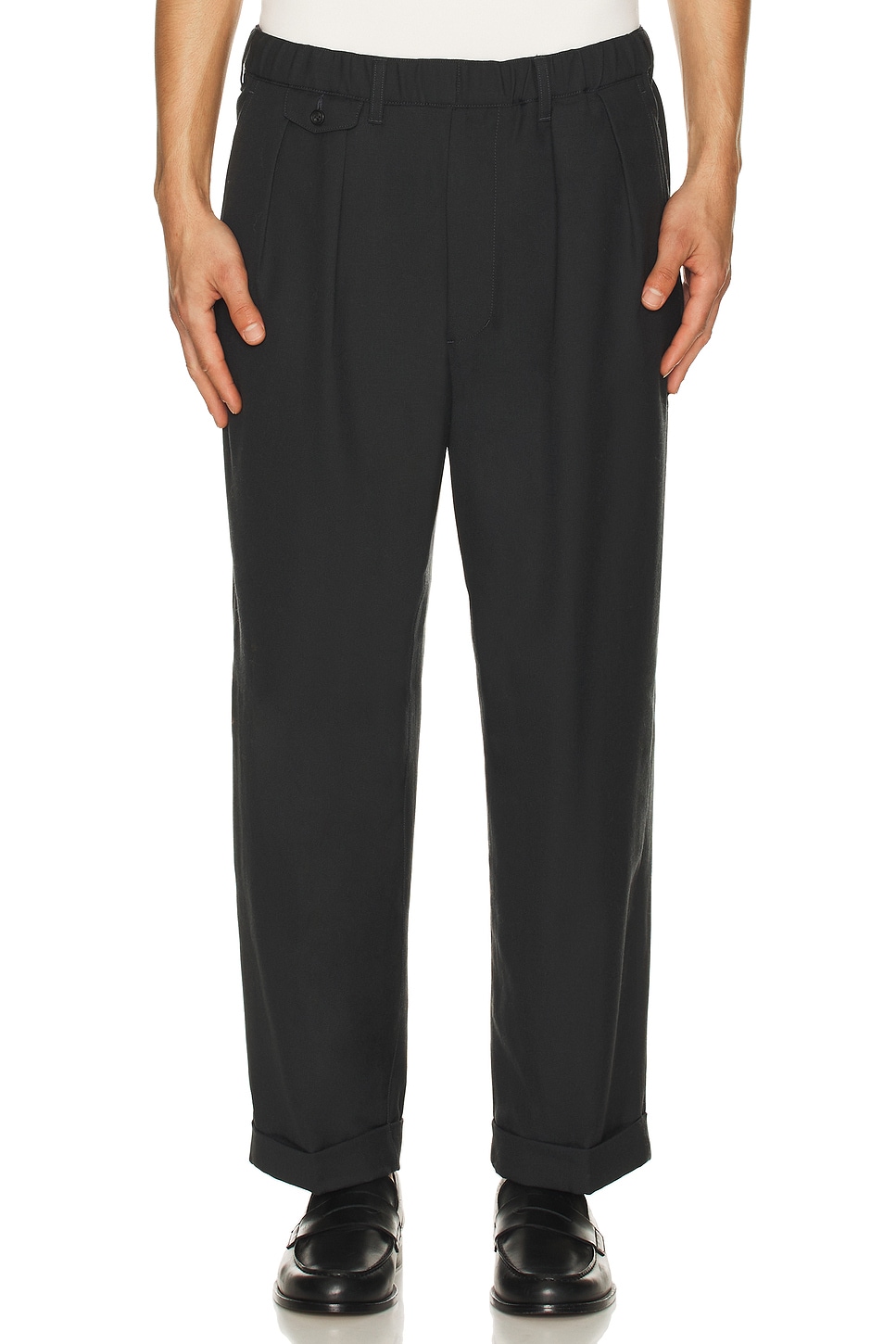 Image 1 of Beams Plus 2 Pleats Relax Trousers Laundry Wool in Charcoal