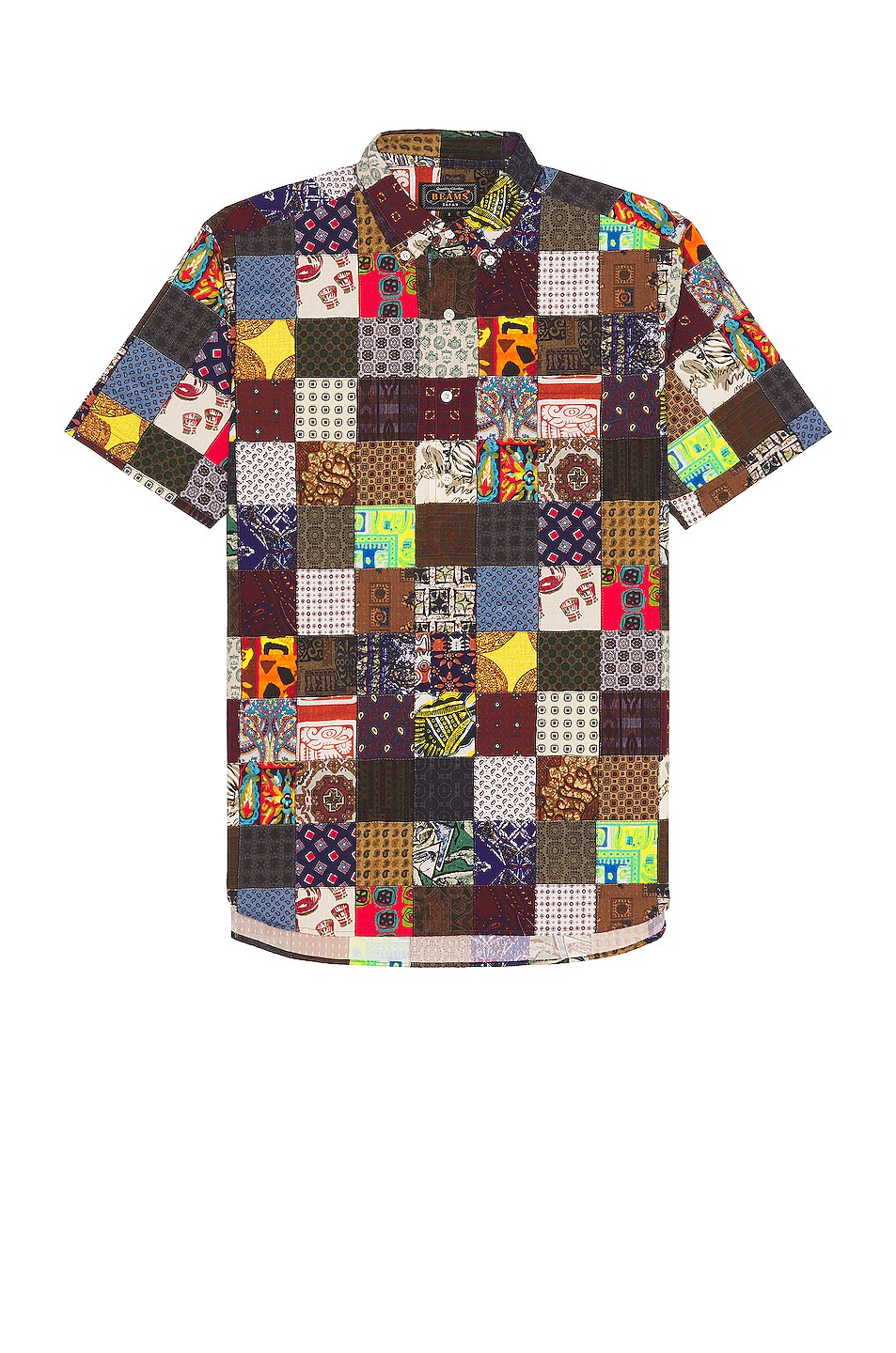 Image 1 of Beams Plus Short Sleeve Patchwork Shirt in Patchwork