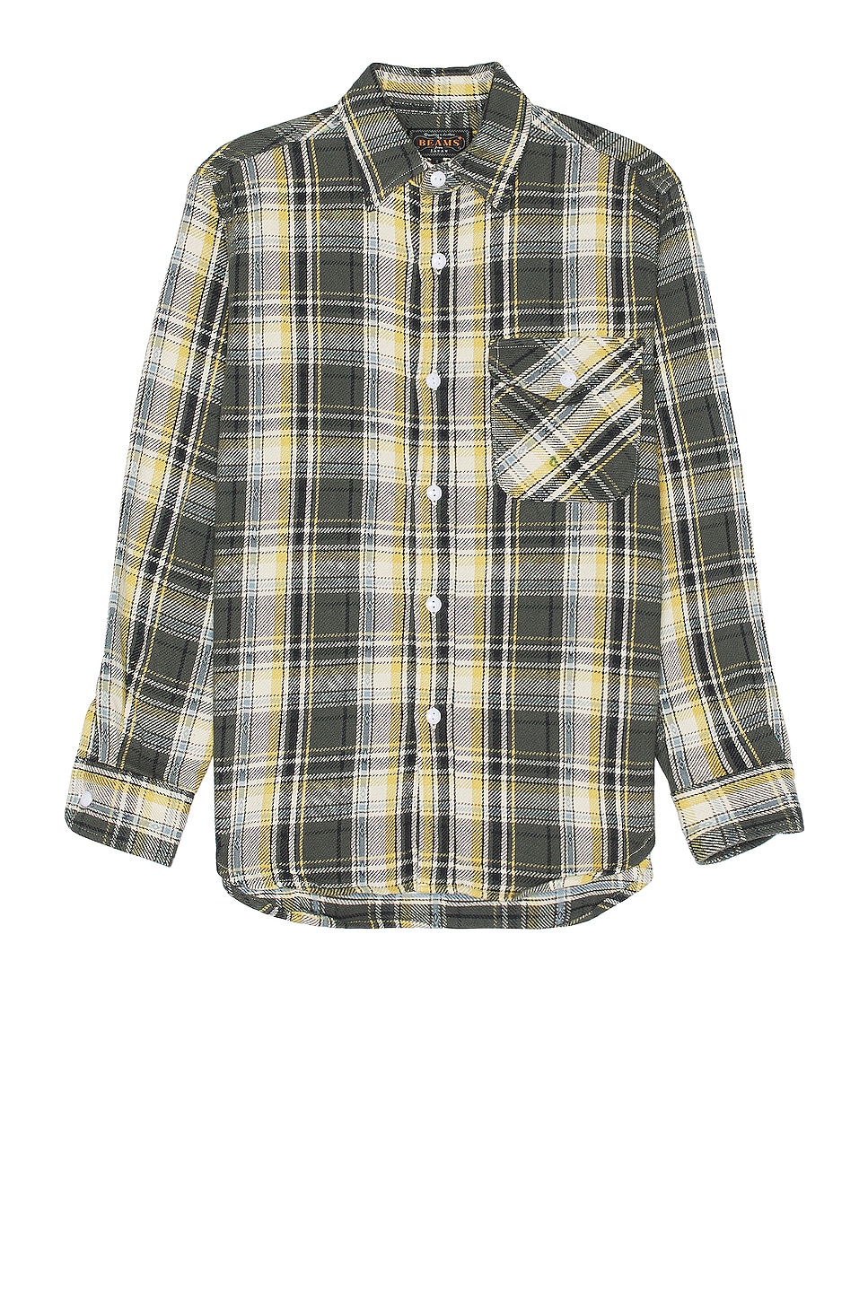 Image 1 of Beams Plus Guide Dobby Nel Check Shirt in Grey
