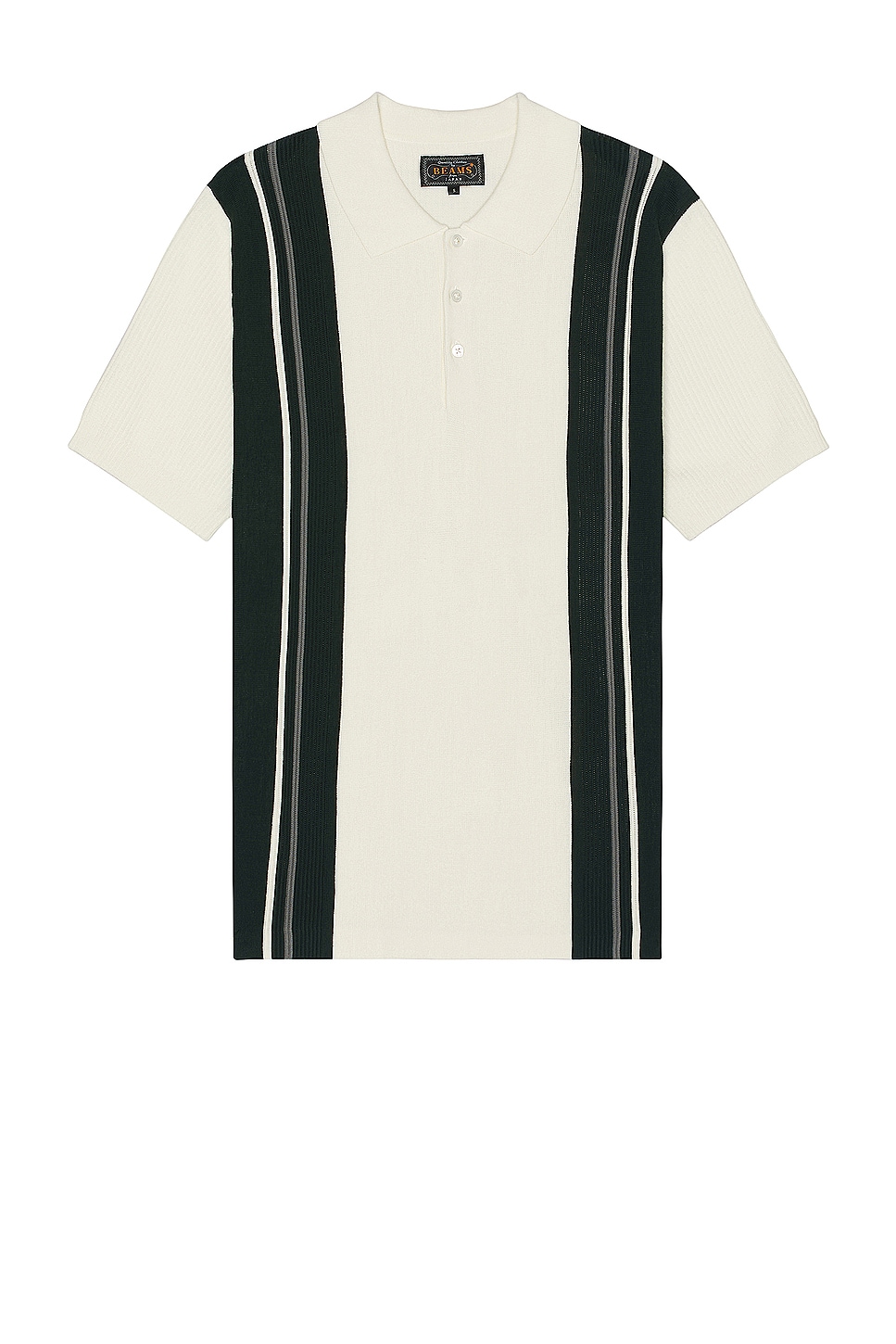 Image 1 of Beams Plus Knit Polo Stripe in White
