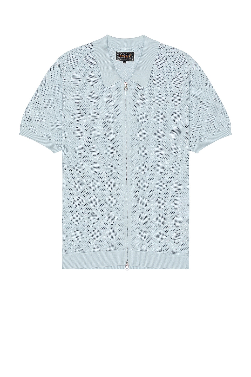 Image 1 of Beams Plus Zip Knit Polo Mesh in Sax