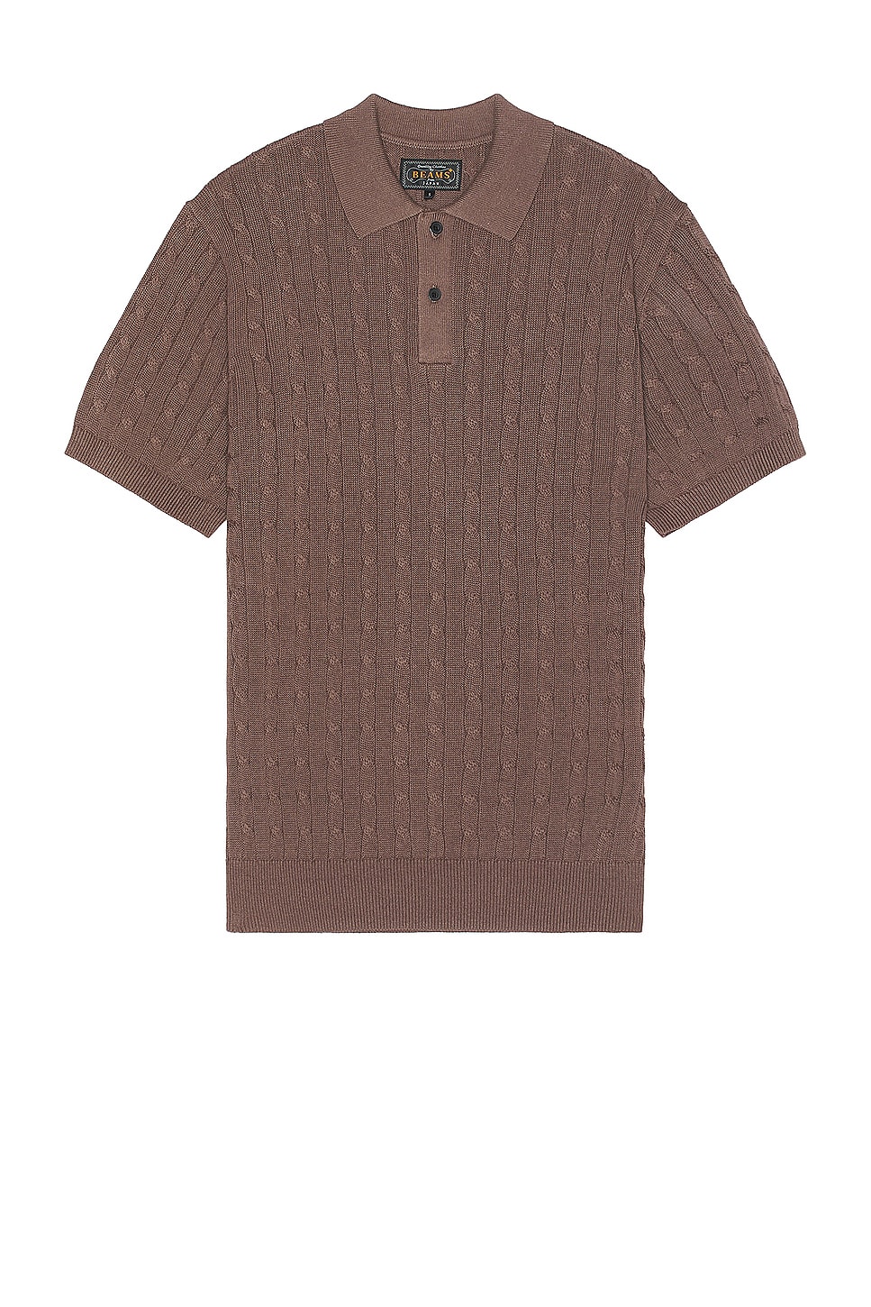 Image 1 of Beams Plus Knit Polo Cable in Brown