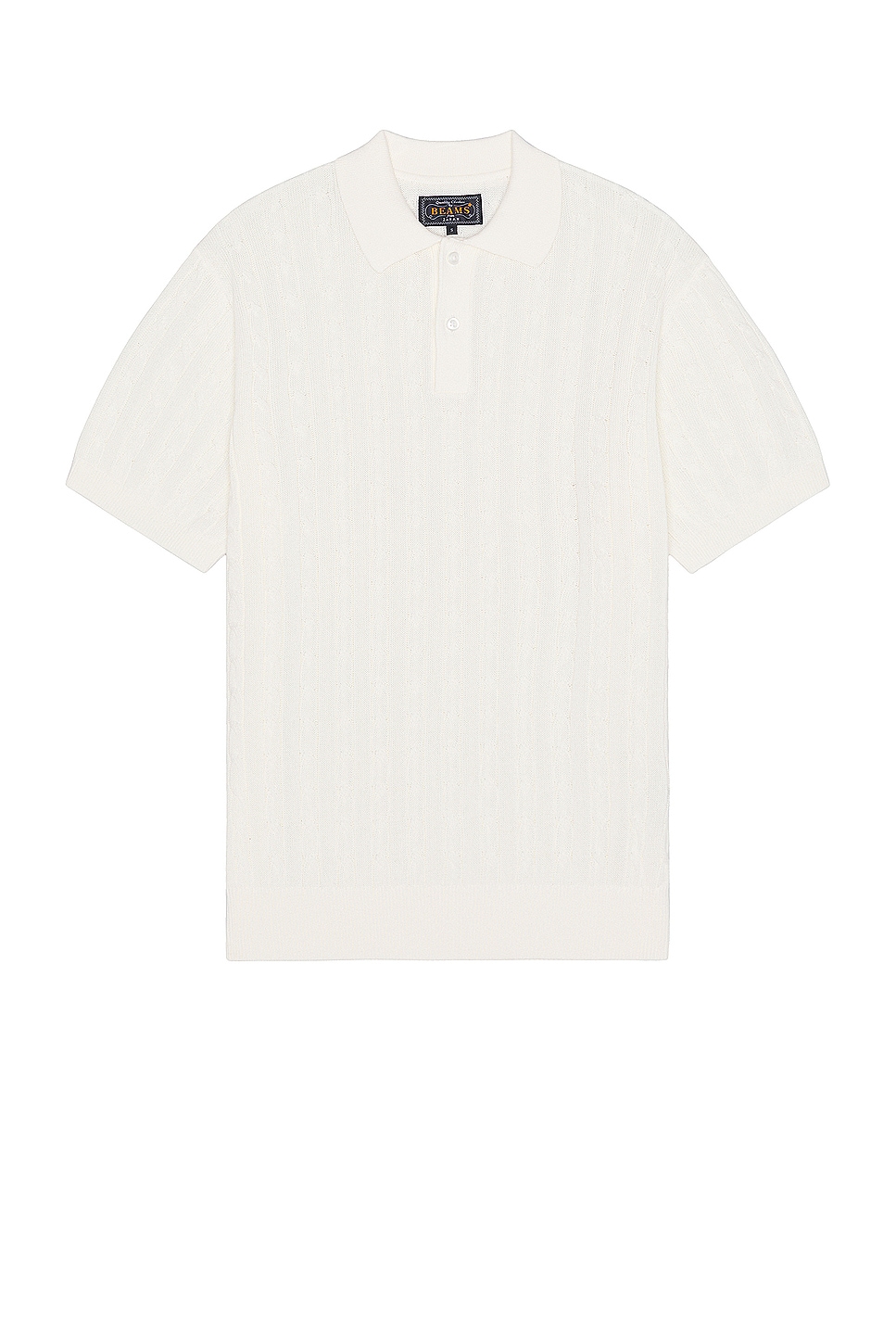 Image 1 of Beams Plus Knit Polo Cable in White