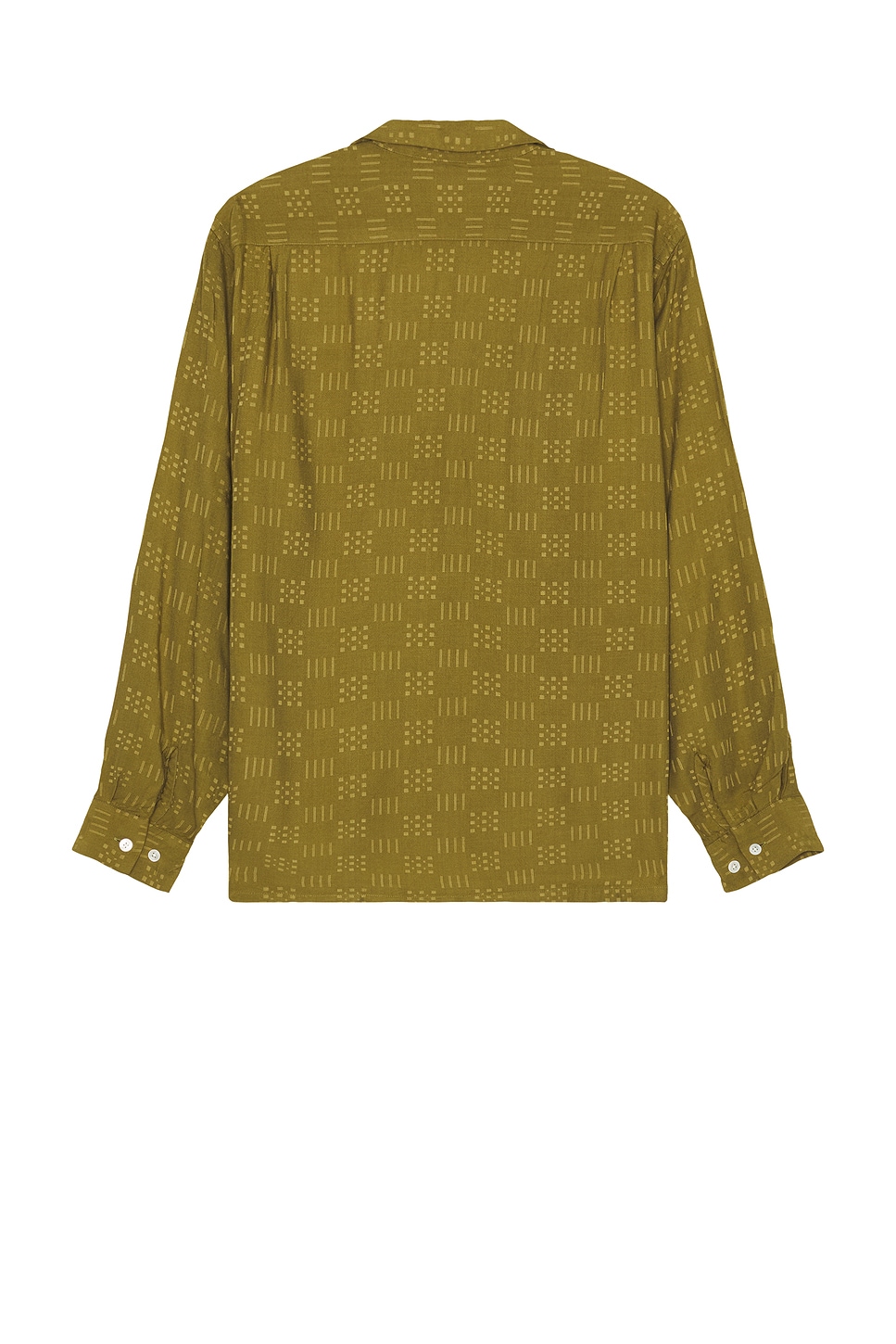 Shop Beams Open Collar Shirt Jacquard In Olive