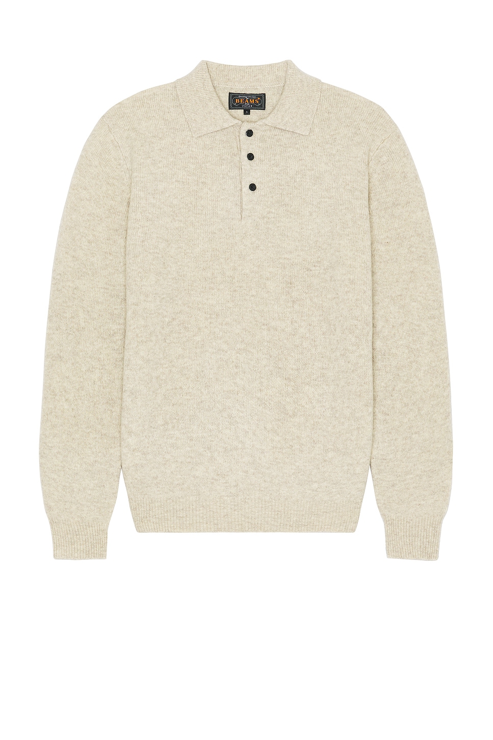 Shop Beams Knit Polo 9g Sweater In Beige