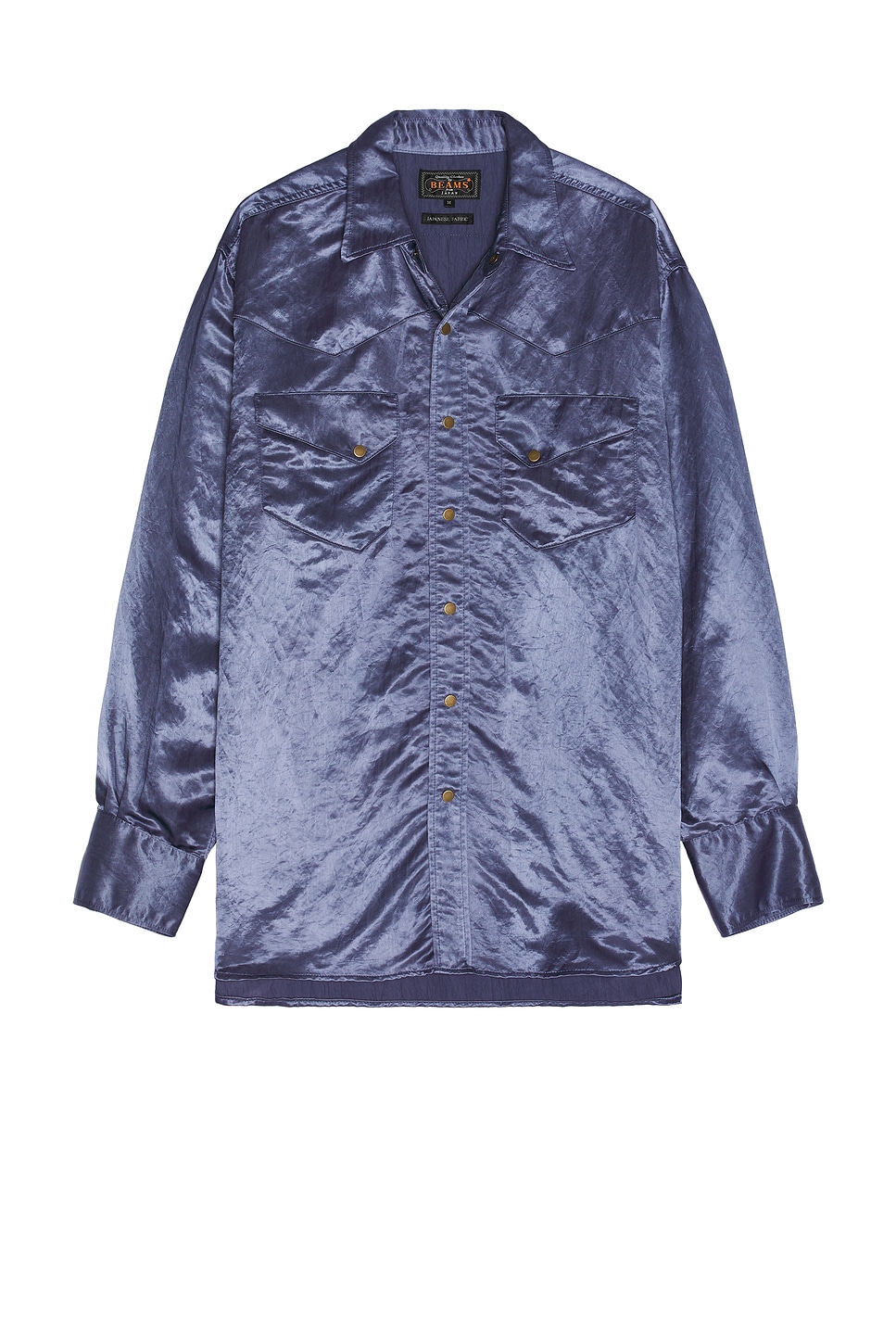 Image 1 of Beams Plus Western Shirt Broken Nylon Satin in Navy