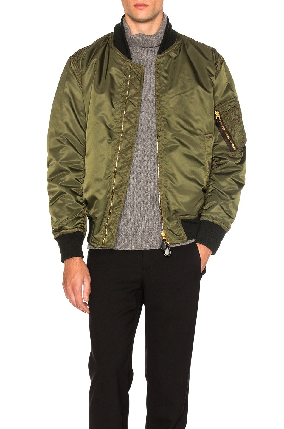 Image 1 of Burberry Prorsum Bomber Jacket in Light Military Green