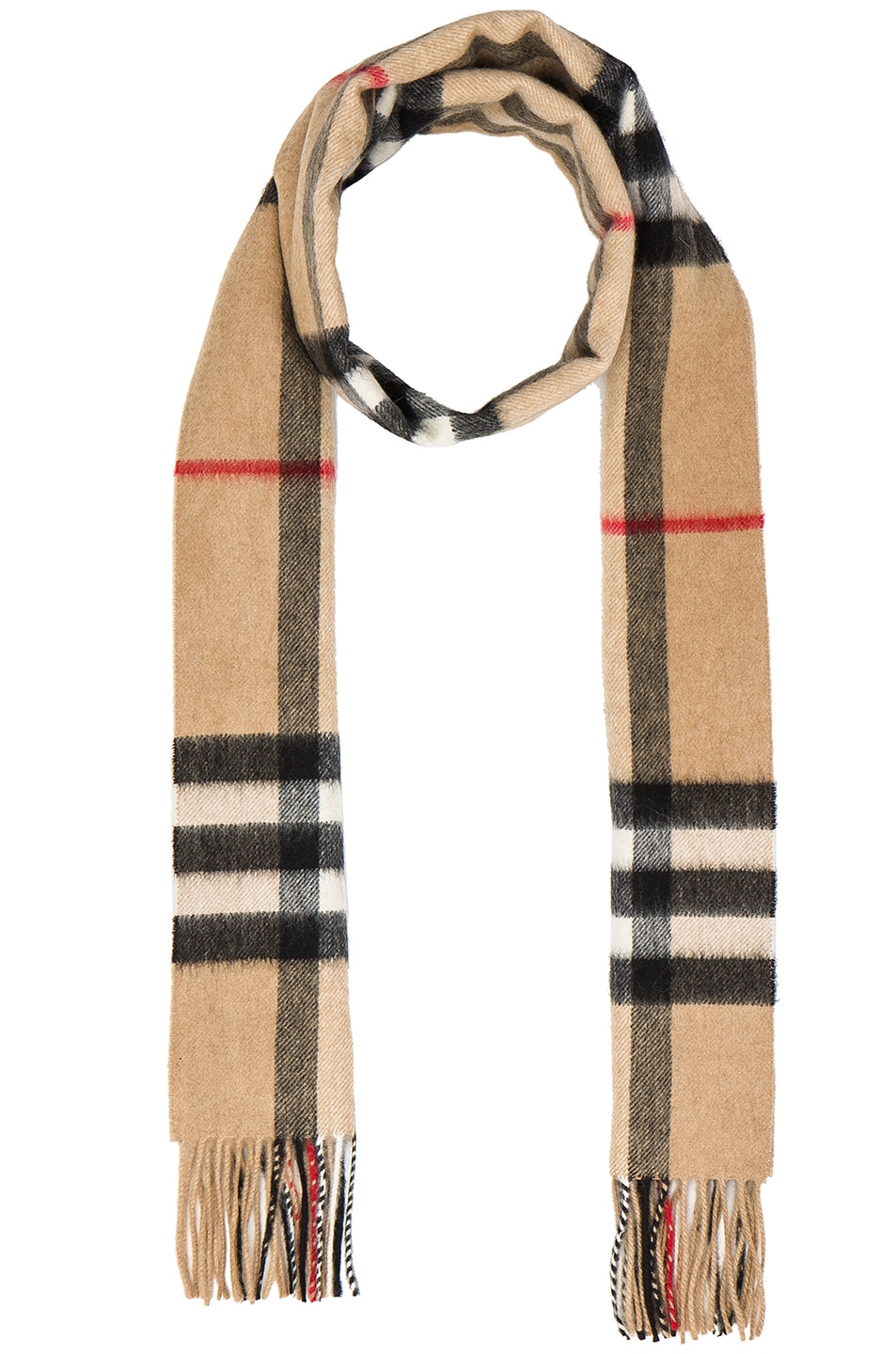 Image 1 of Burberry Giant Check Cashmere Scarf in Camel